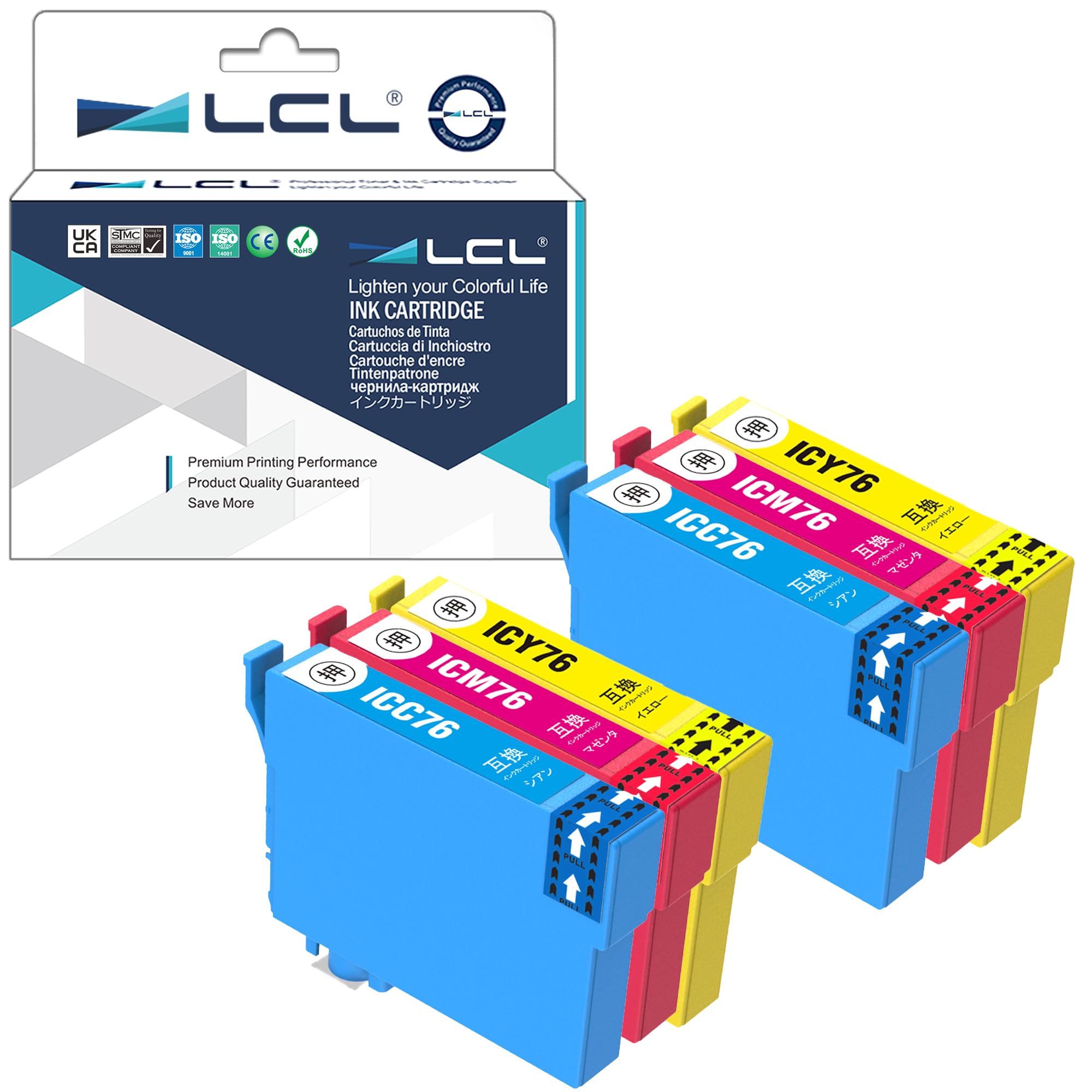 Amazon.co.jp: LCL エプソン用 IC76 ICC76 ICM76 ICY76 残量表示